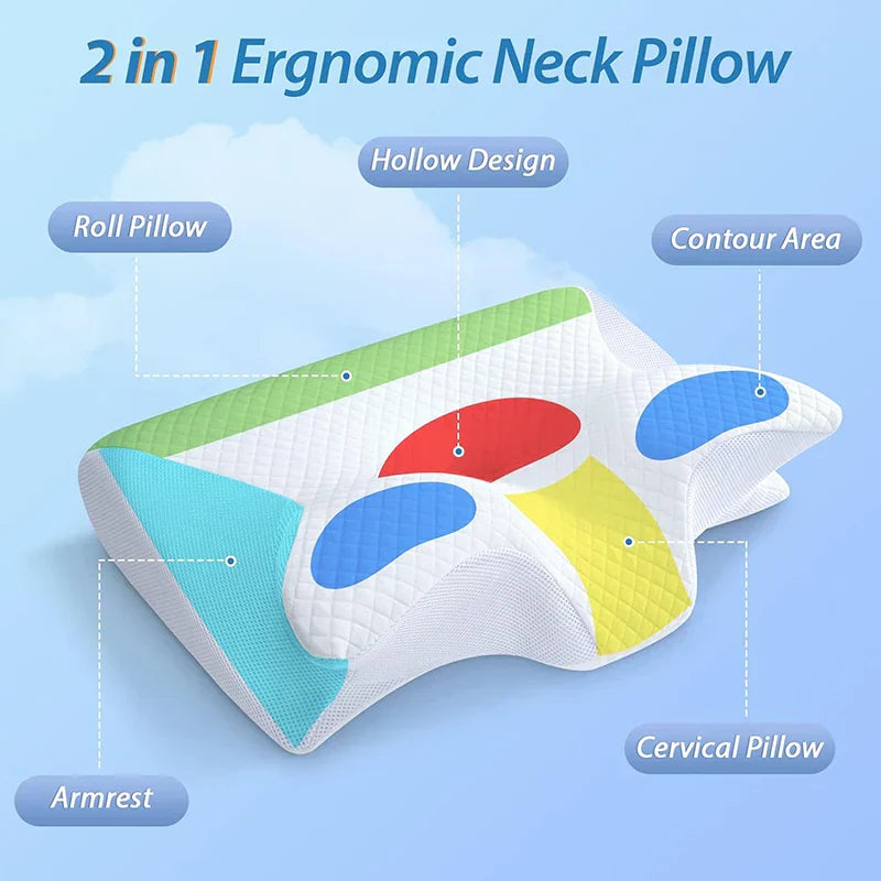 Oreiller Ergonomique Cervical en Mousse - Mémoire de Forme & Soulagement des Douleurs